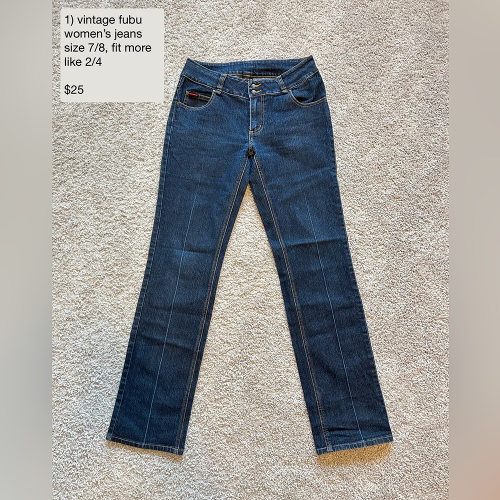 FUBU Women's Straight Jeans - Dark Blue